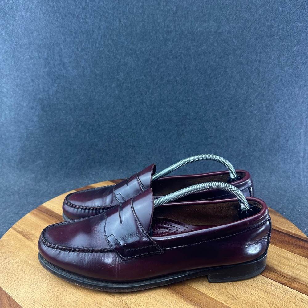 GH Bass Weejuns Logan Oxblood Burgundy Leather Slip On Penny Loafers Mens 10D - Picture 7 of 12